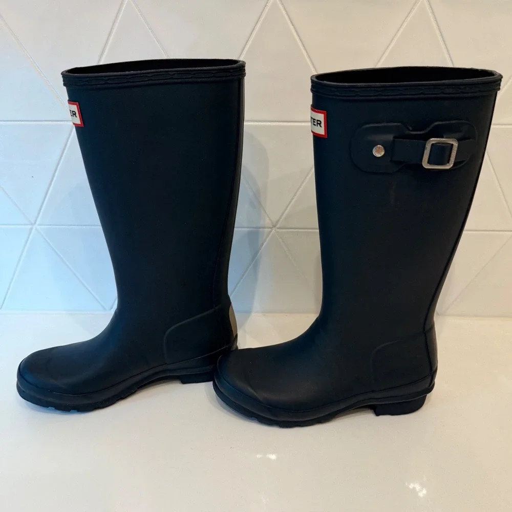 Hunter Kids Original Tall Rain Boots‎ Matte Navy US Big Kids Size 1 Waterproof